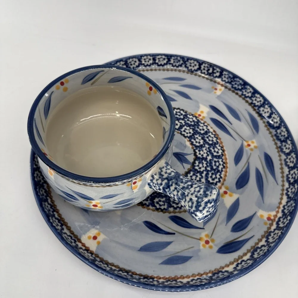 3 Piece -Temptations Old World Blue by Tara‎ Soup And Sandwich Tray With Mug